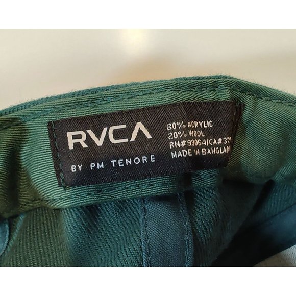RVCA Snapback Wool Blend Leather Logo Patch Green - Picture 8 of 8